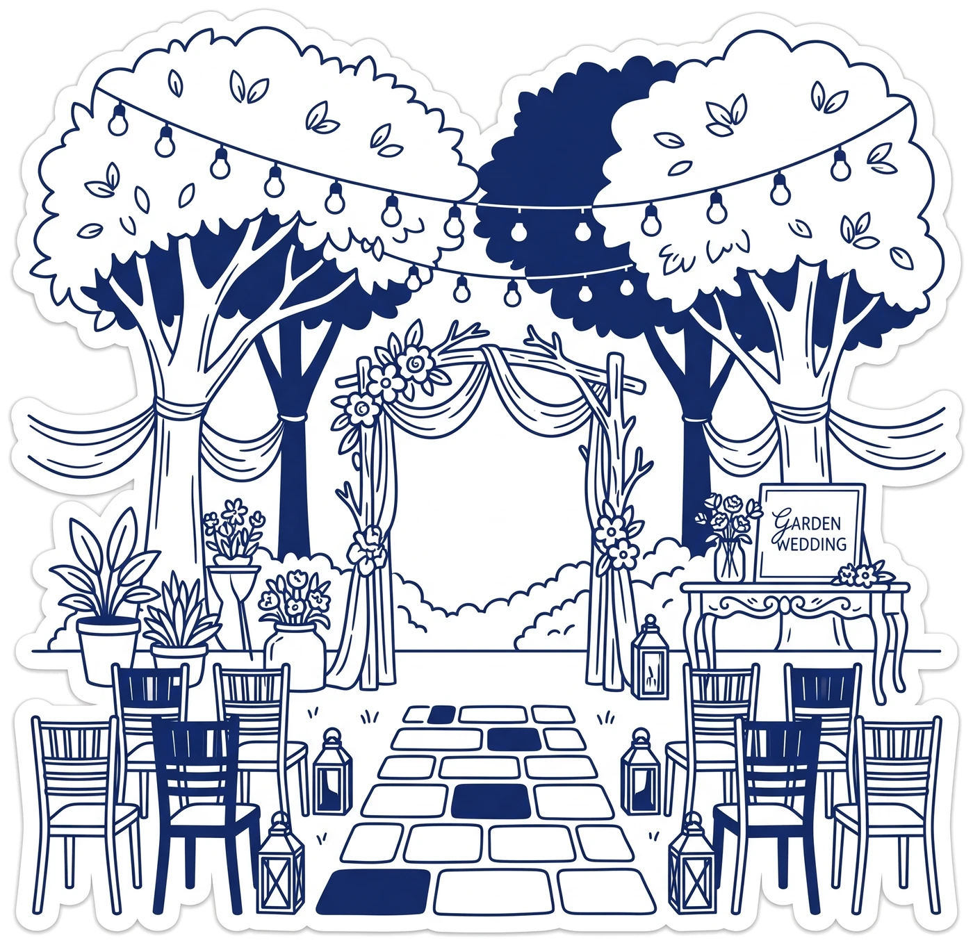 Ilustrasi taman pernikahan
